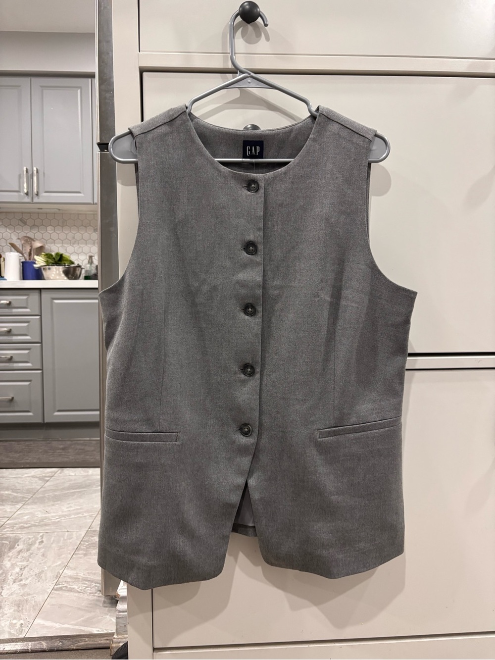 GAP Gray Button-Front Sleeveless Vest